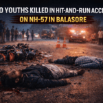 Hit-and-run accident site on NH-57 near Nampo Chhak in Balasore where two youths lost their lives