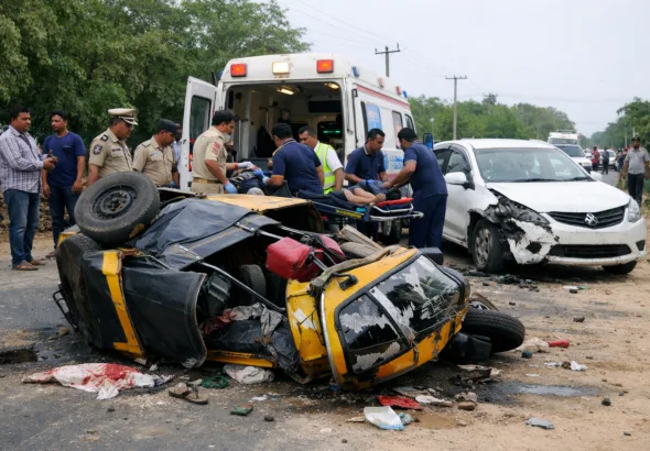 Auto rickshaw accident near Paloncha Indira Colony that claimed the life of a Hyderabad degree student