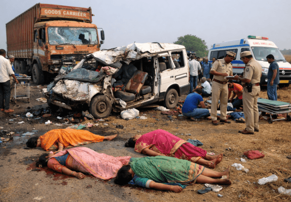 Accident site in Gadag district where a lorry collided with a vehicle carrying women farmers, killing three and injuring several others If you want, I can also add subhea