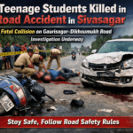 Accident scene on Gaurisagar–Dikhoumukh road in Sivasagar district where two teenage students died after a scooter collision.